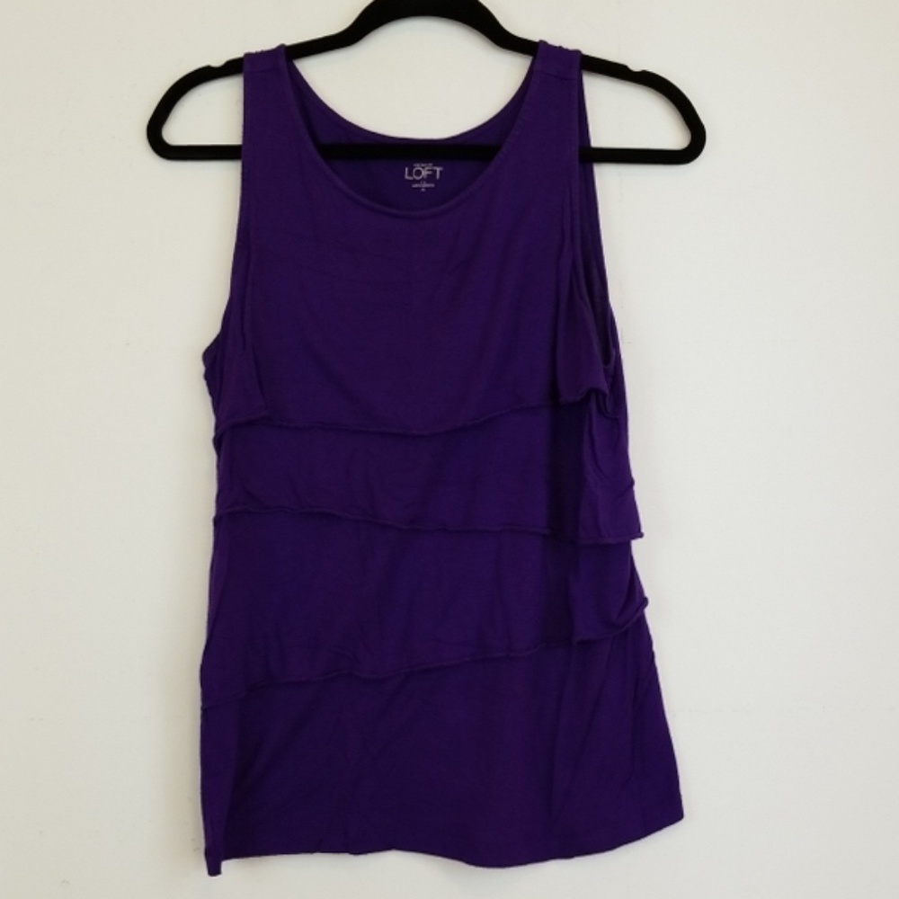 LOFT purple ruffled tank top